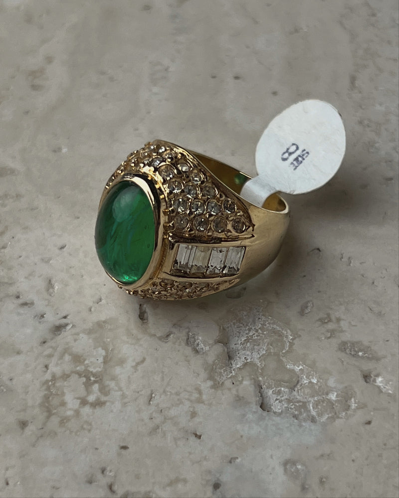Vintage Green Glass Dome Ring