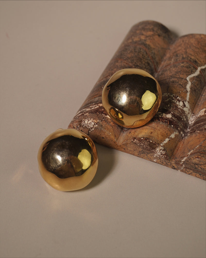 Vintage Hammered Gold Dome Clip Ons