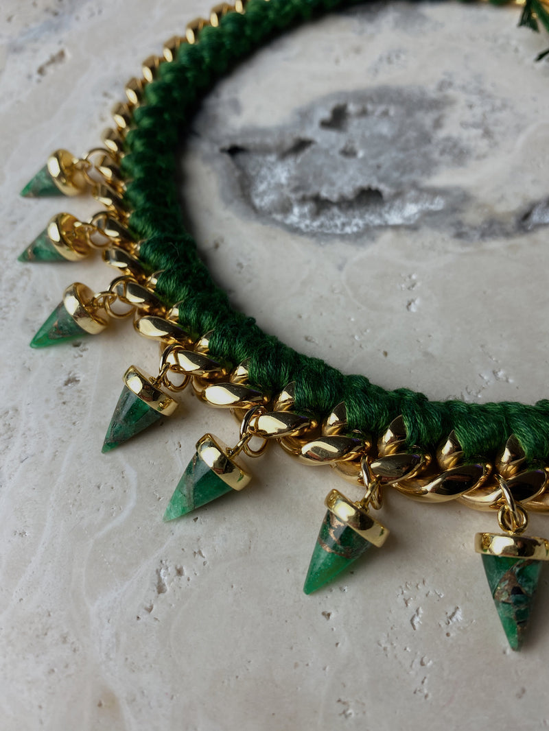 Izzy Woven Necklace (Green)