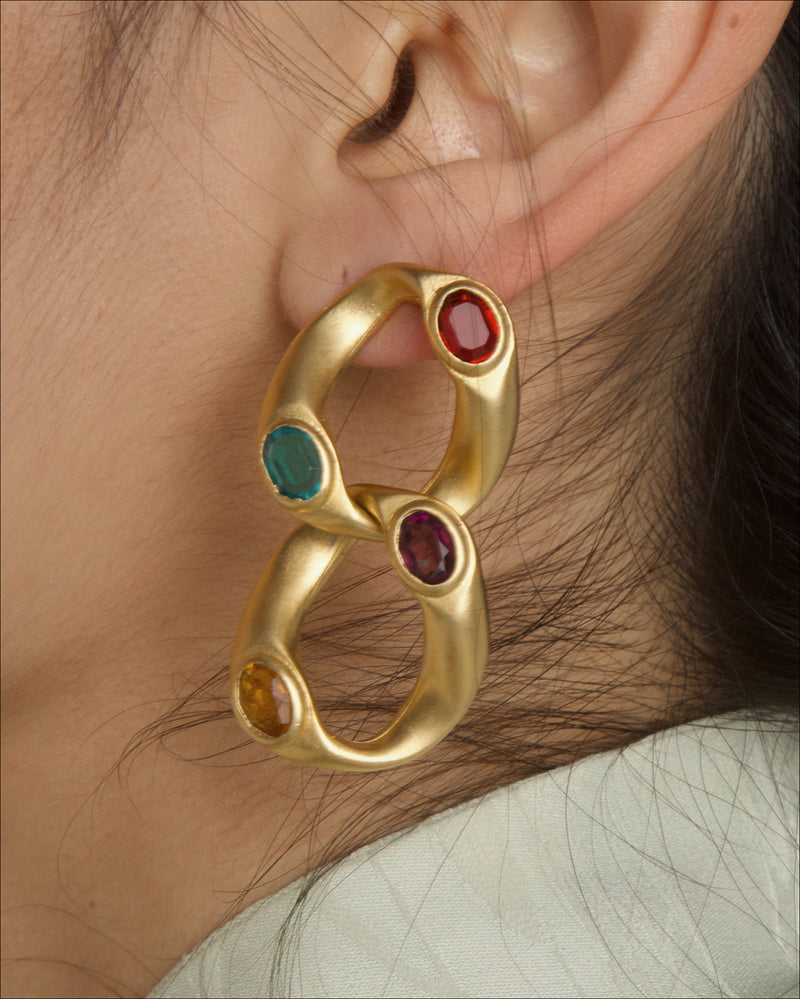 Vintage Jeweled Link Earrings