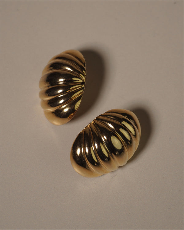 Vintage Large Ribbed Dome Earrings