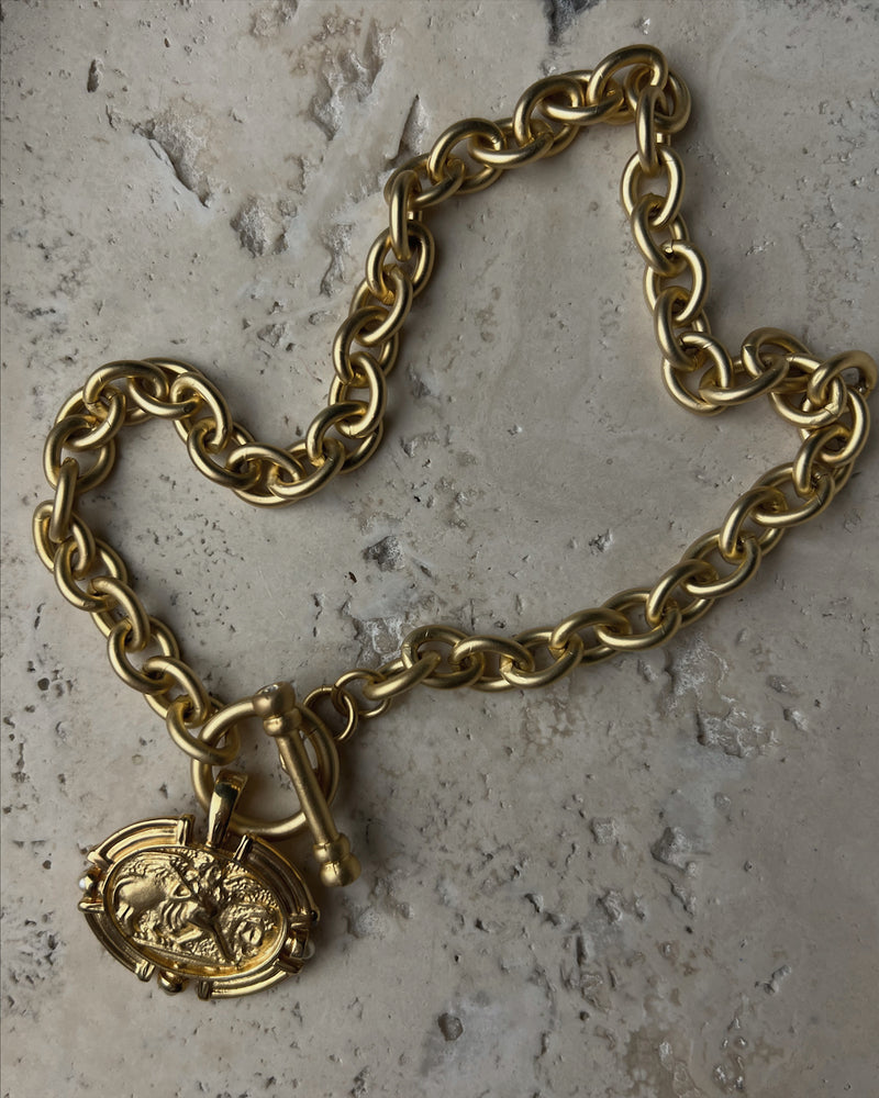 Vintage Large Matte Pendant Necklace