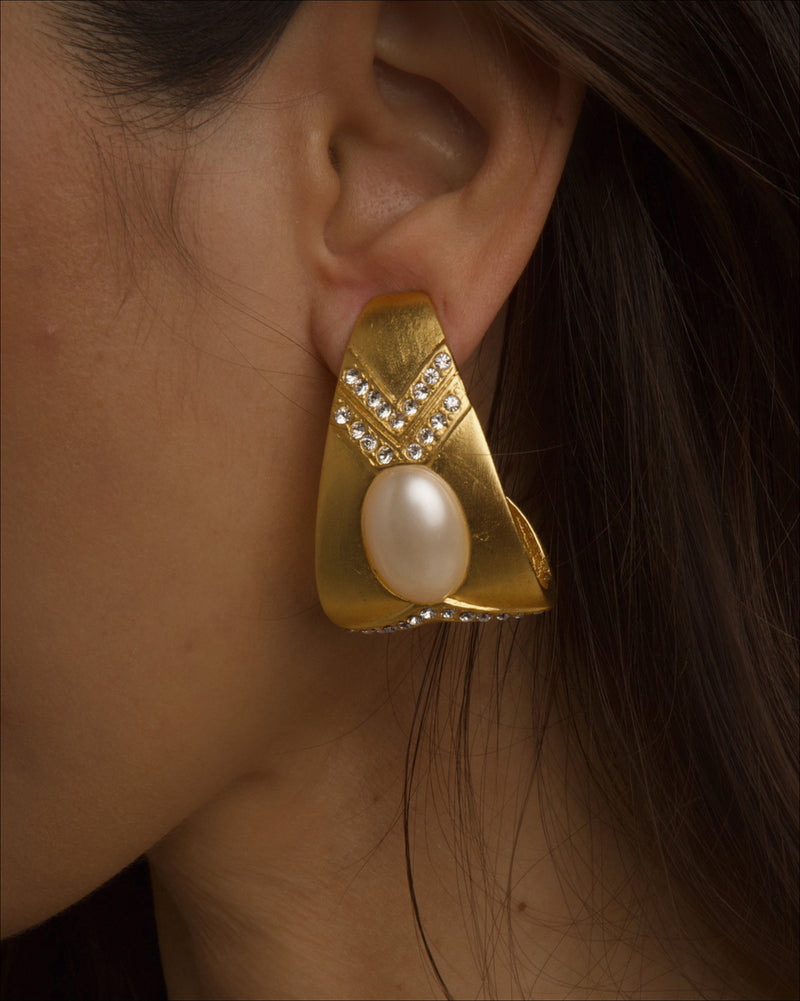 Vintage Matte Art Deco Pearl Earrings
