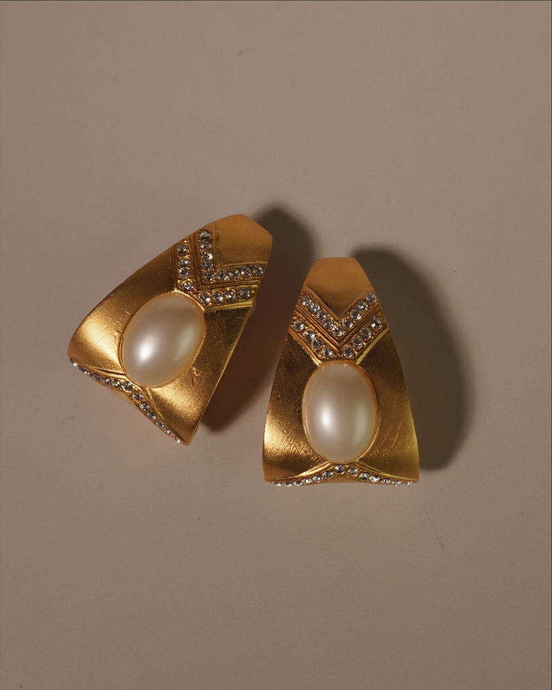 Vintage Matte Art Deco Pearl Earrings
