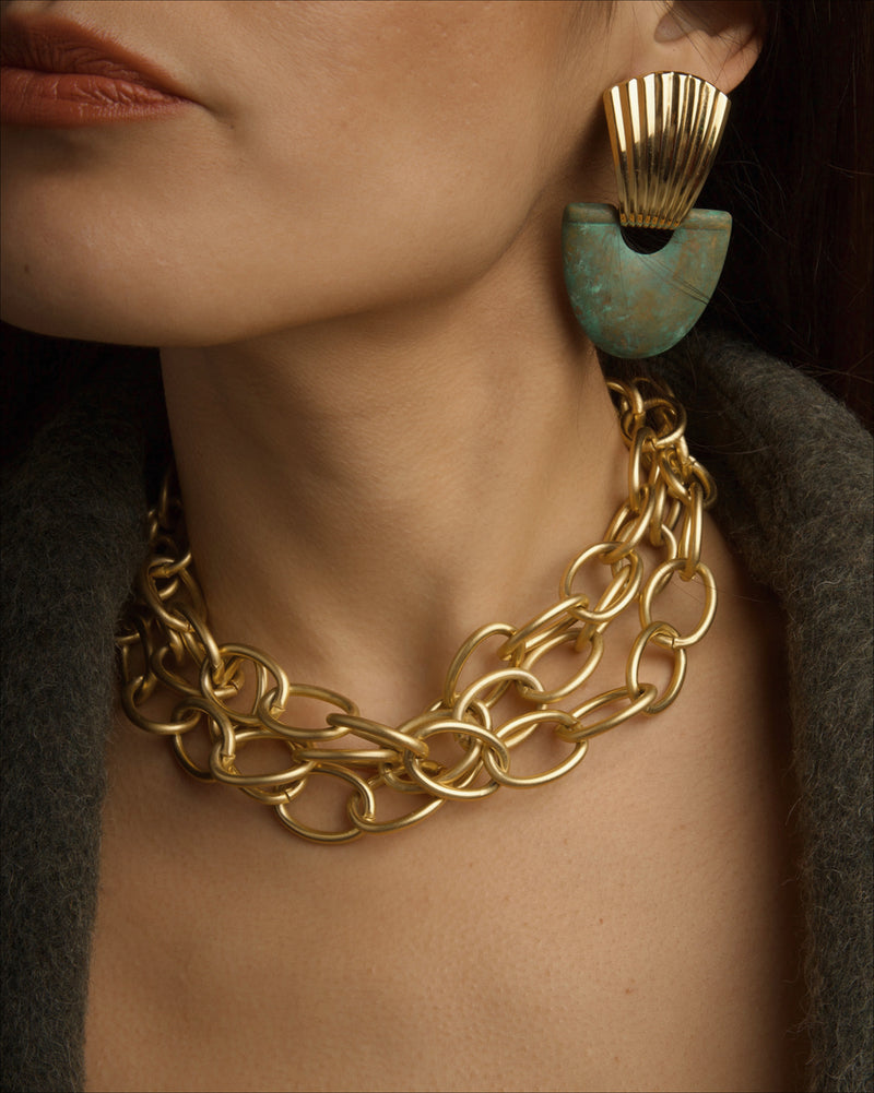 Vintage Matte Gold Multi-Link Necklace