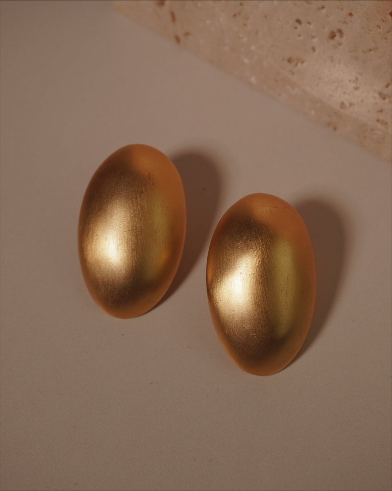 Vintage Matte Oval Dome Earrings