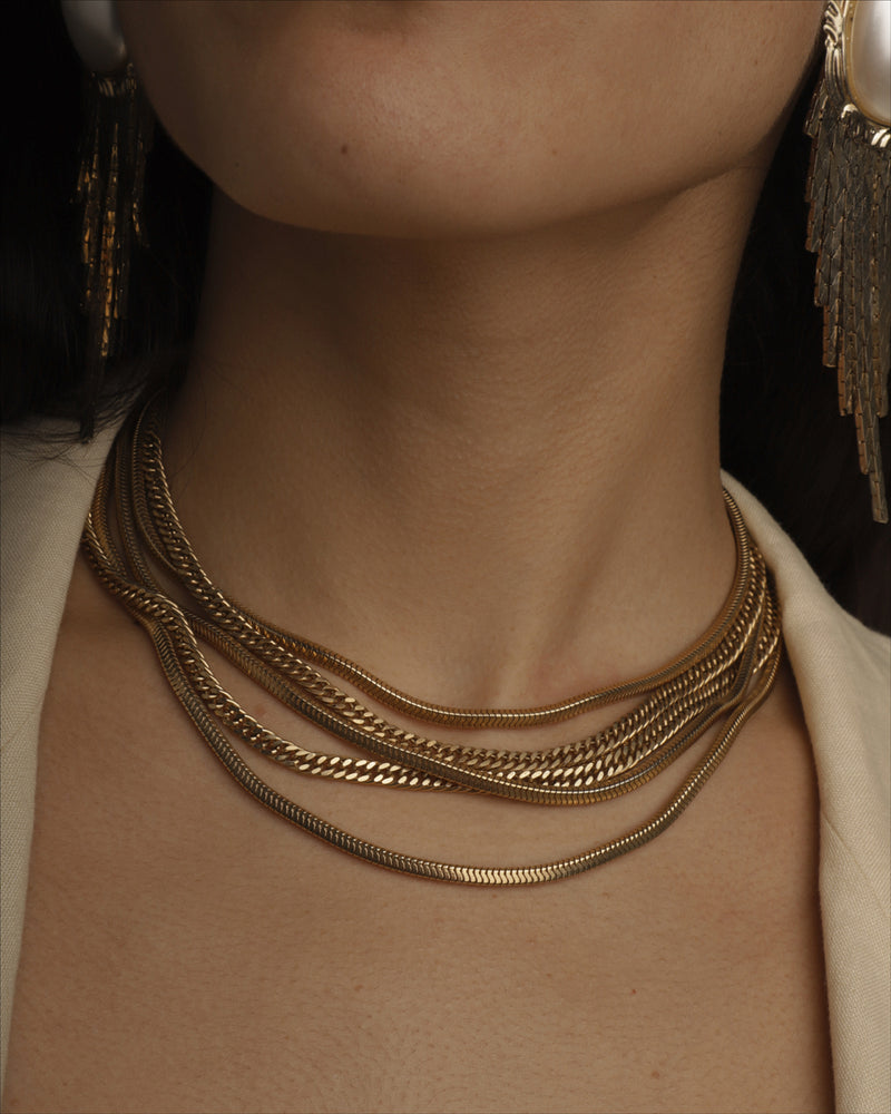 Vintage Multi-Snake Chain Necklace