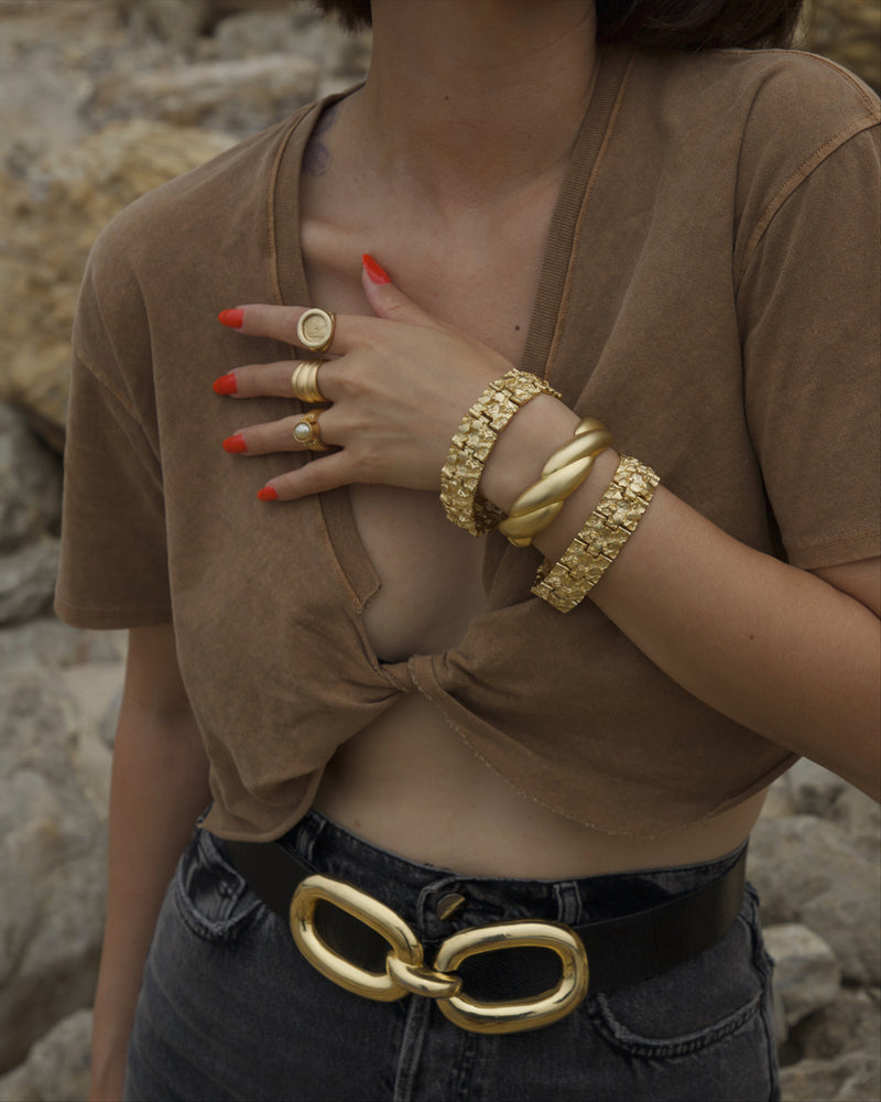 Vintage Matte Abstract Gold Bracelet