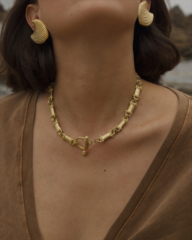 Vintage Matte Gold Segmented Necklace