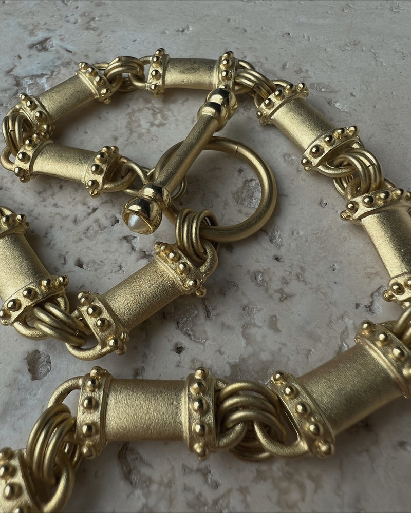 Vintage Matte Gold Segmented Necklace