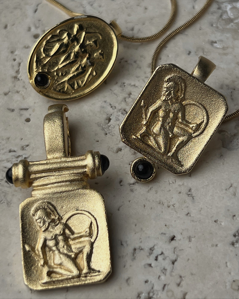 Vintage Matte Greek Pendant Necklace