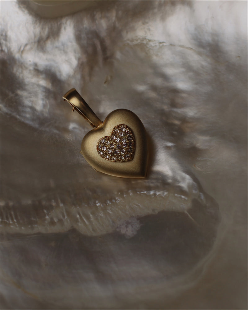 Vintage Matte Gold Heart Locket Pendant