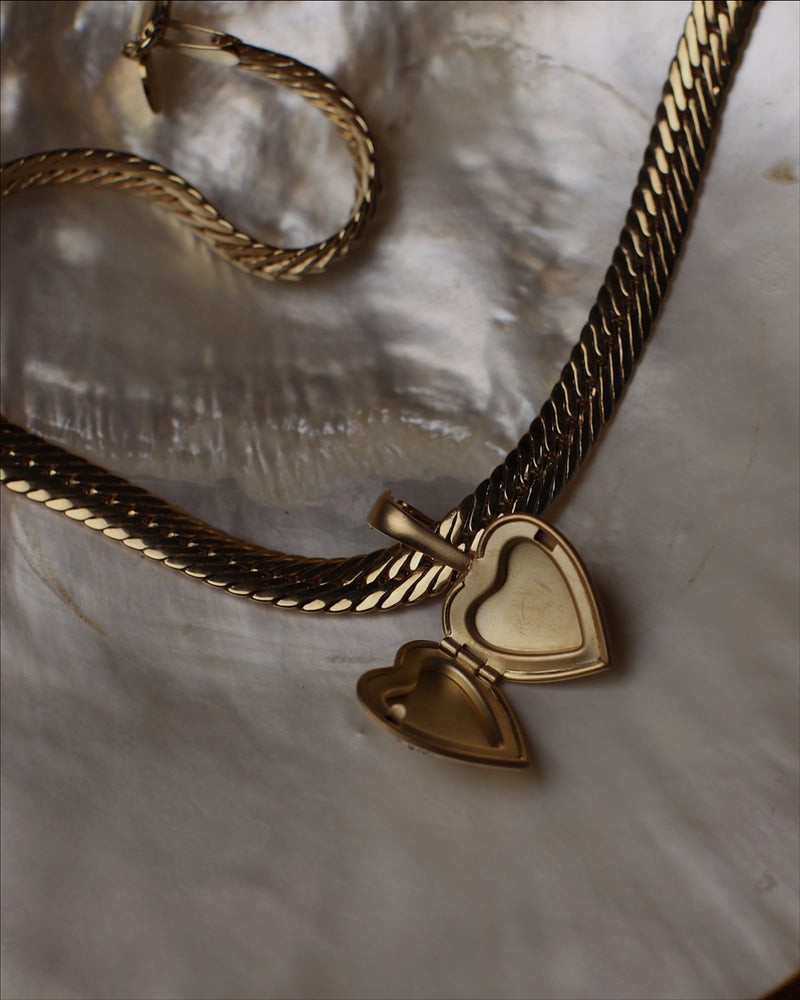 Vintage Matte Gold Heart Locket Pendant