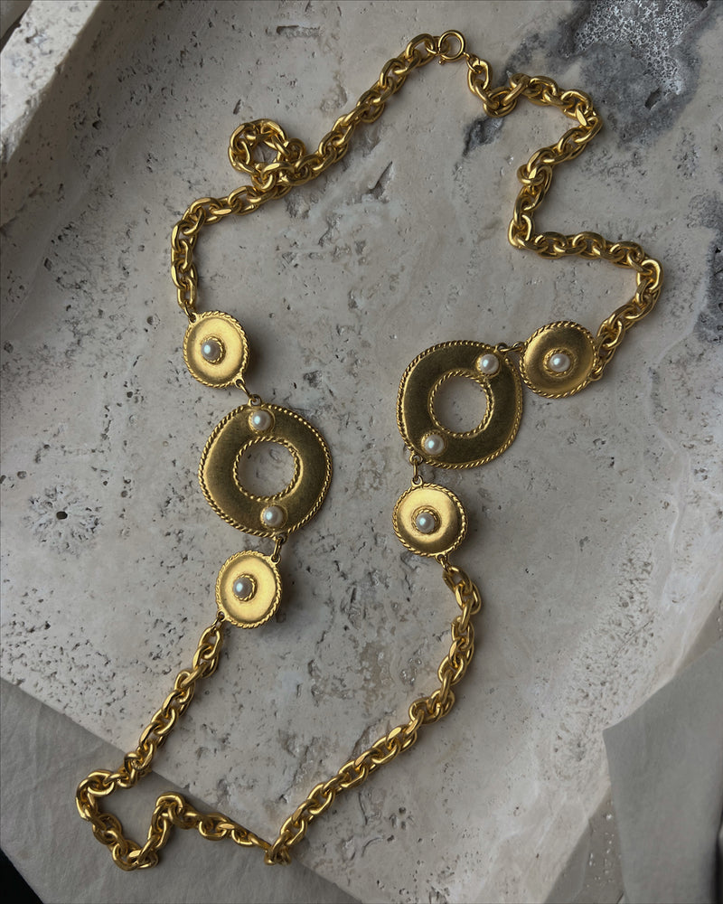 Vintage Matte Pearl Ring Necklace