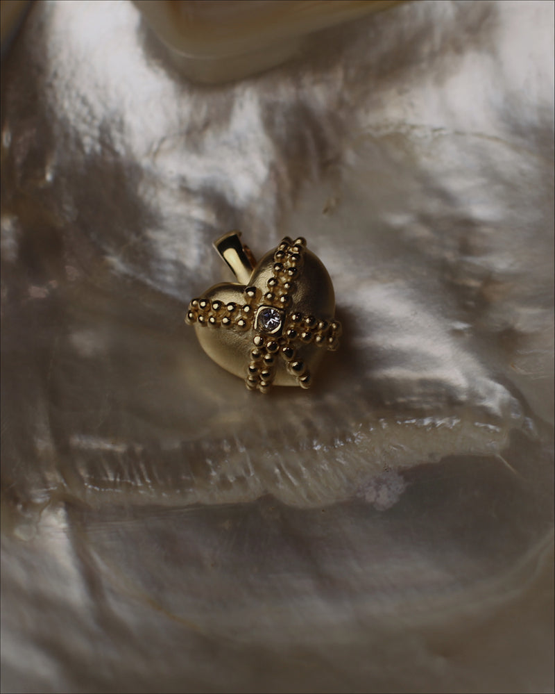 Vintage Matte Pebbled Heart Pendant