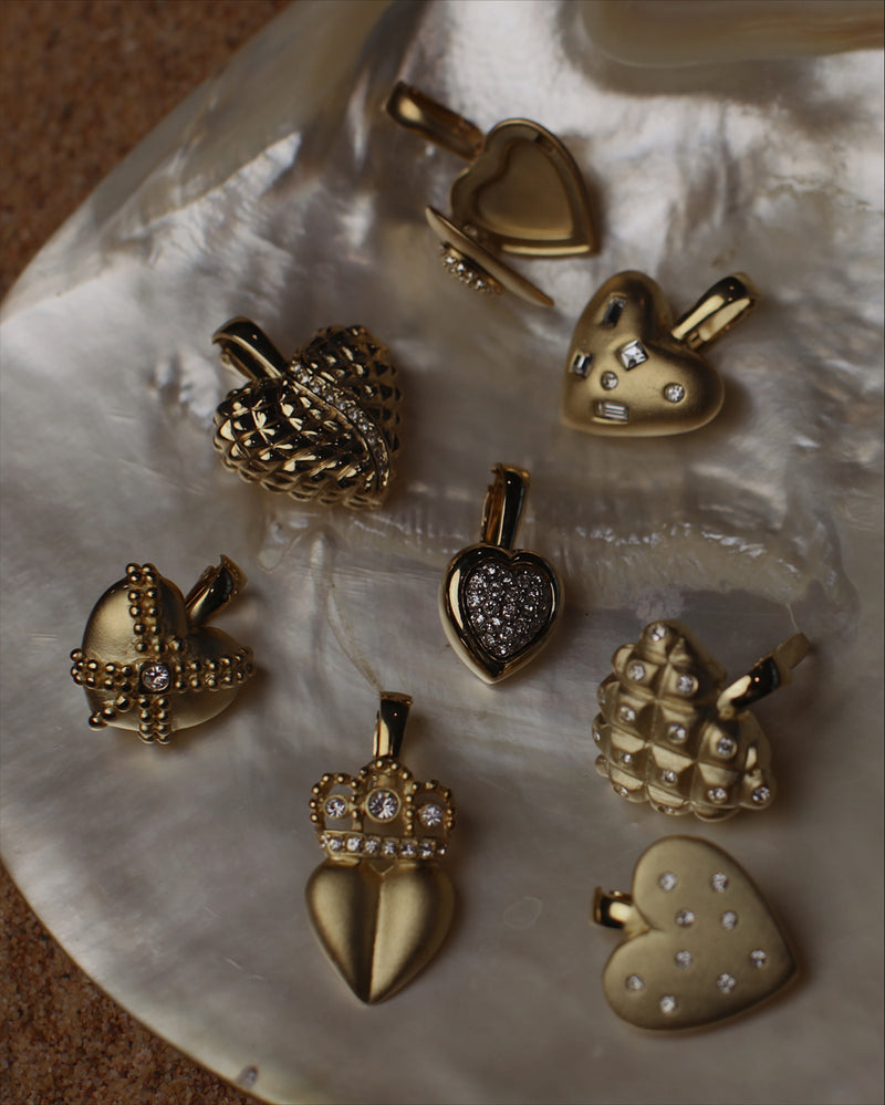 Vintage Matte Pebbled Heart Pendant
