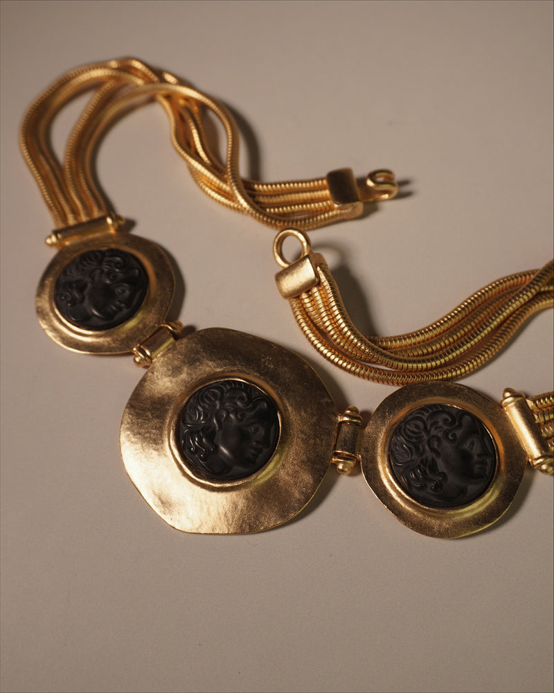 Vintage Matte Roman Disc Necklace