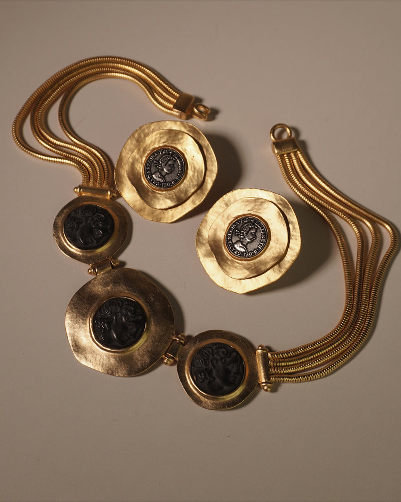 Vintage Matte Roman Disc Necklace