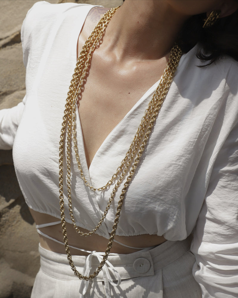 Vintage Multi-Chain Pearl Pendant Necklace