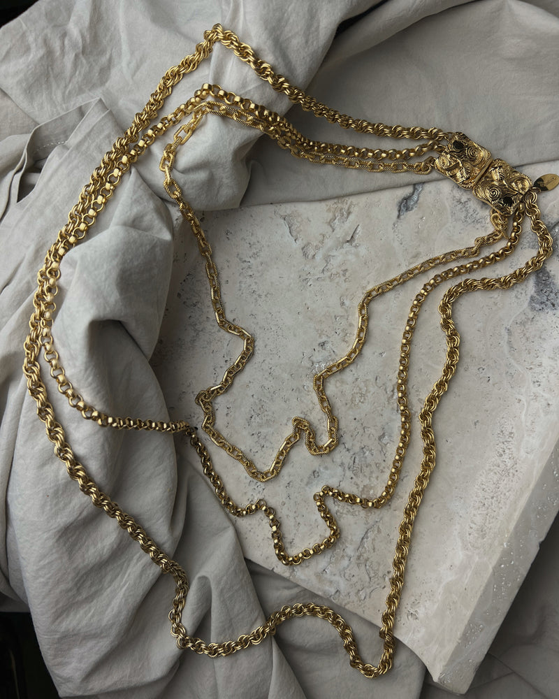 Vintage Multi-Chain Pearl Pendant Necklace