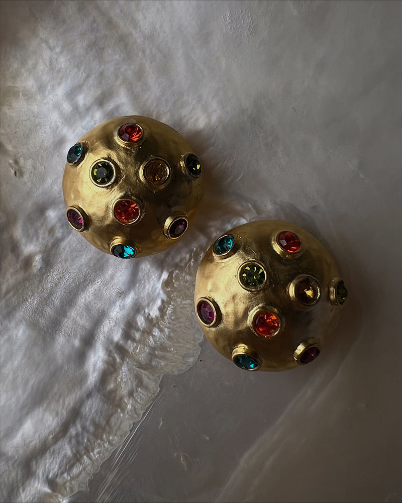 Vintage Multi-Colored Dome Clip Ons