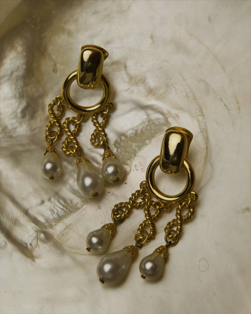 Vintage Nautical Pearl Drop Earrings