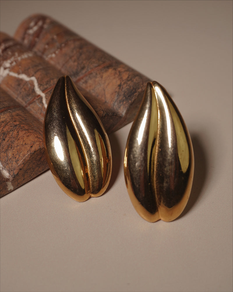 Vintage Oversized Abstract Leaf Earrings