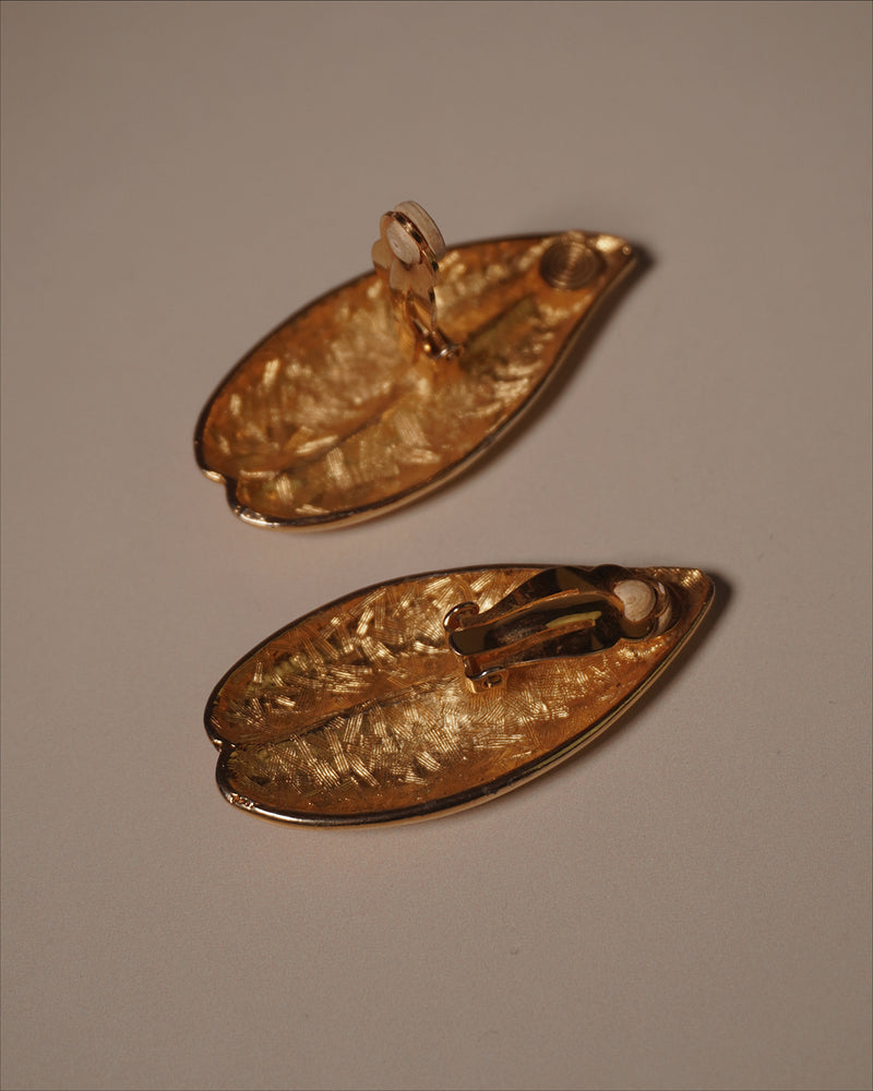 Vintage Oversized Abstract Leaf Earrings