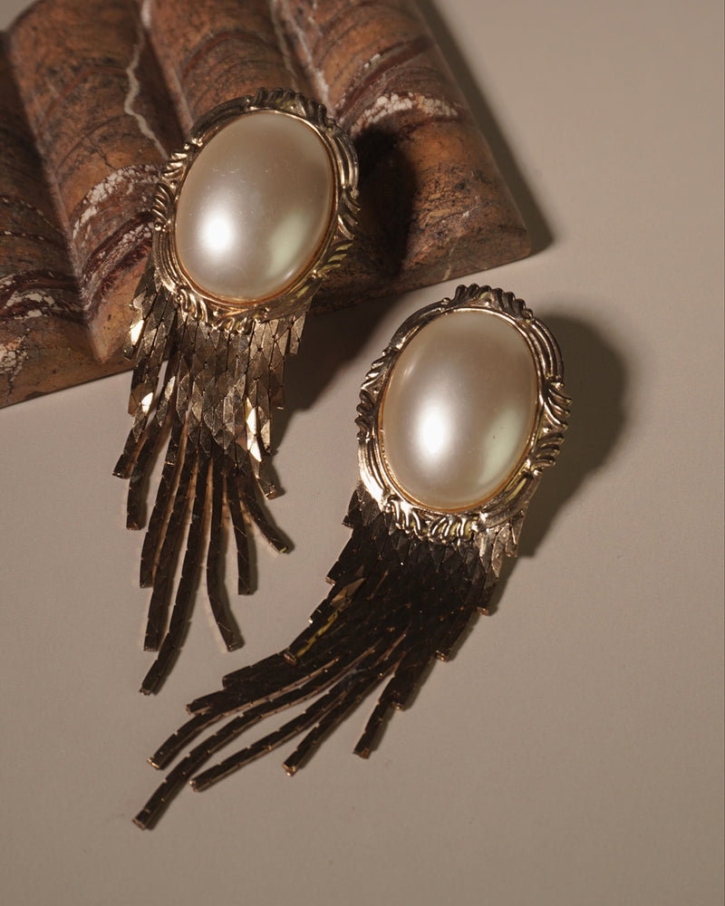 Vintage Oversized Pearl Waterfall Earrings