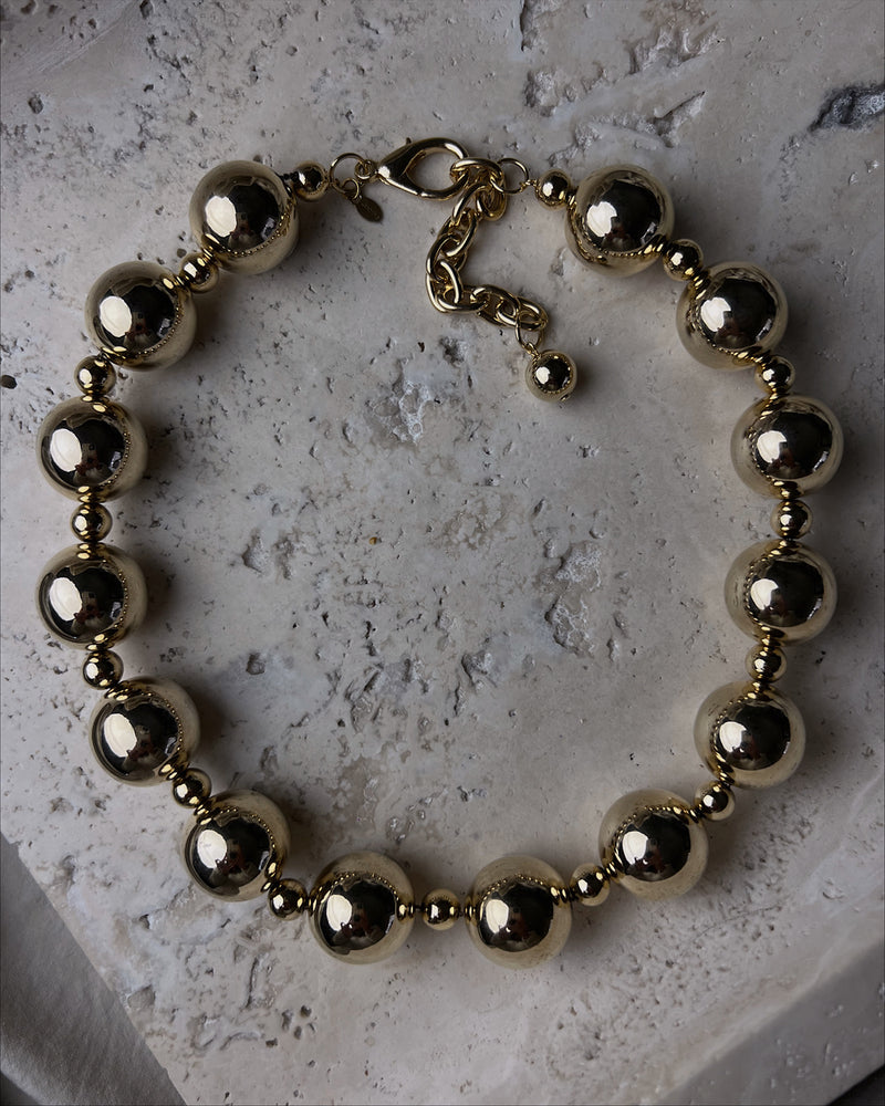 Vintage Oversized Gold Ball Statement Necklace