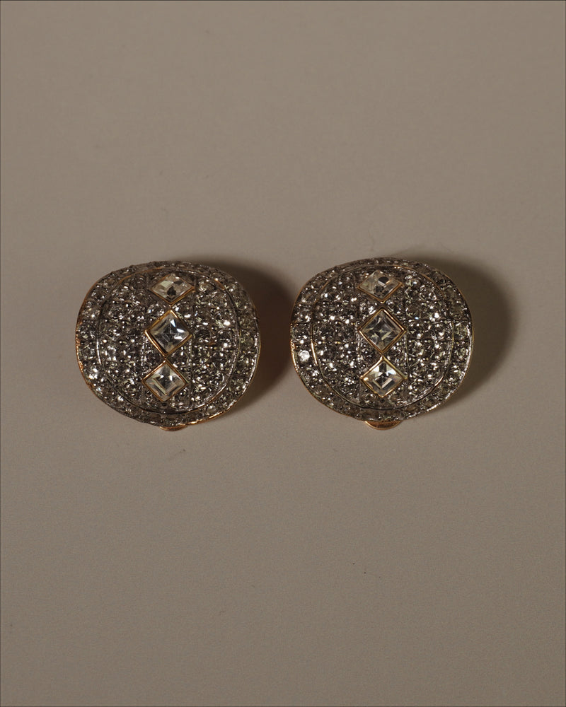 Vintage Pave Two Tone Clip Ons