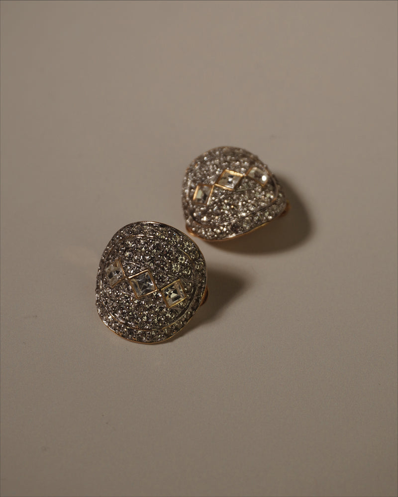 Vintage Pave Two Tone Clip Ons