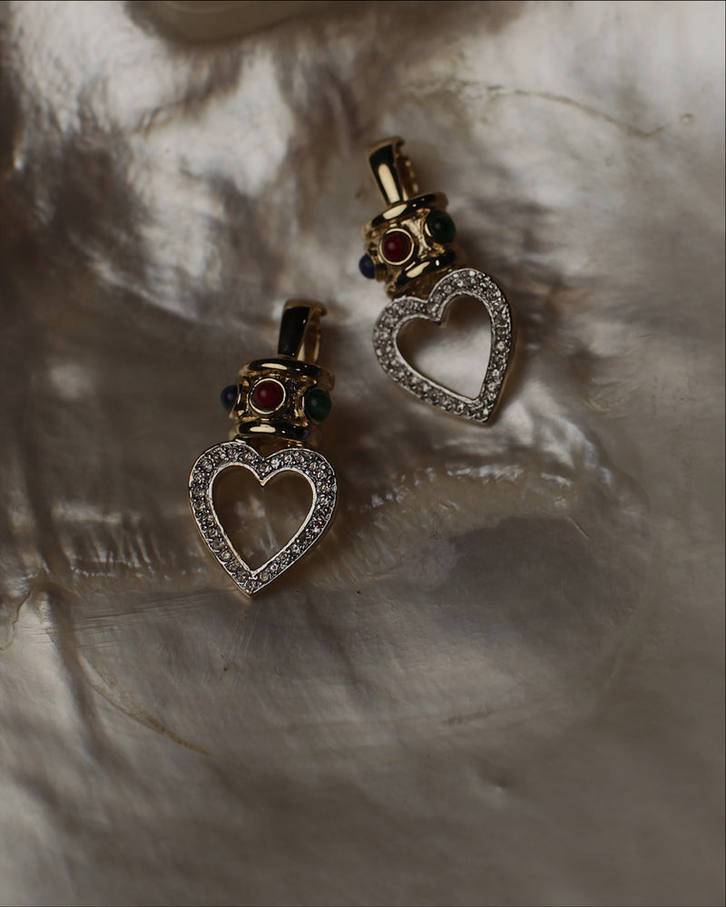 Vintage Pave Cabochon Heart Pendant