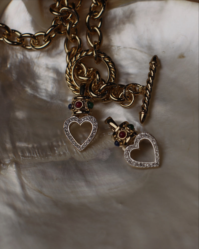 Vintage Pave Cabochon Heart Pendant