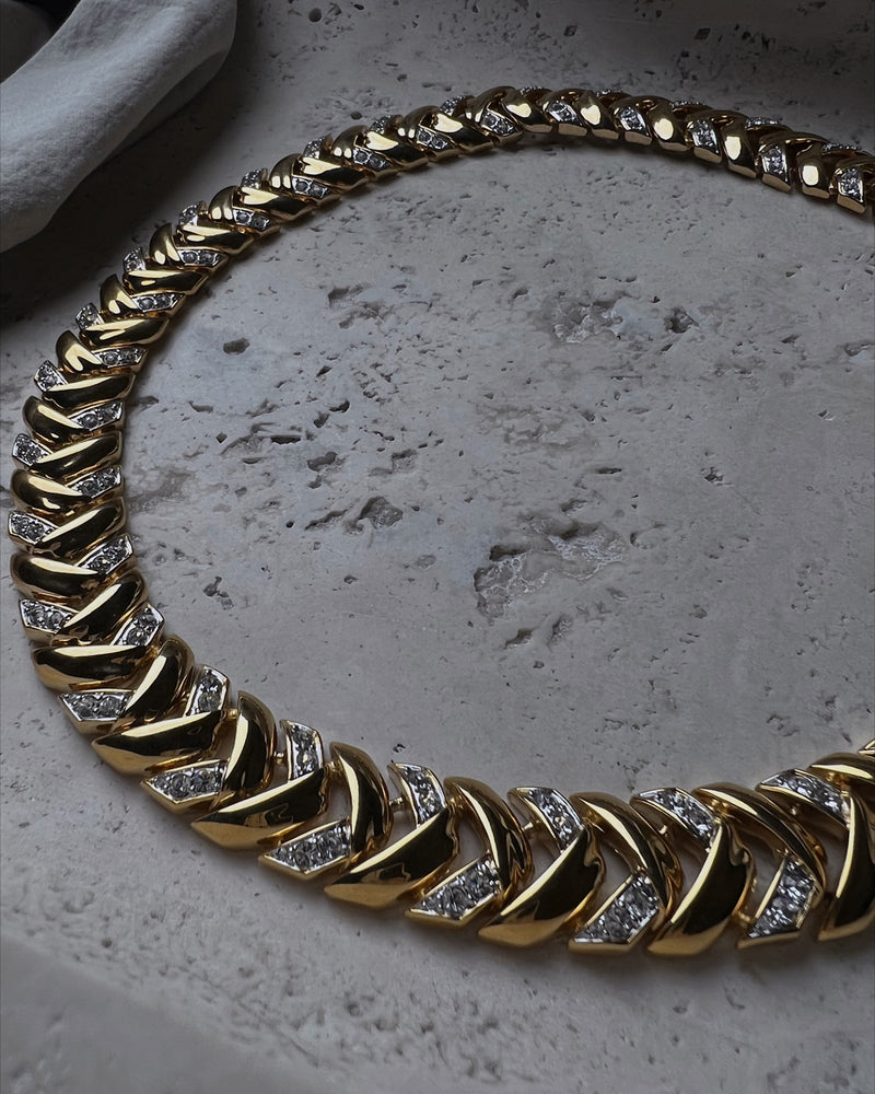 Vintage Pave Chevron Necklace