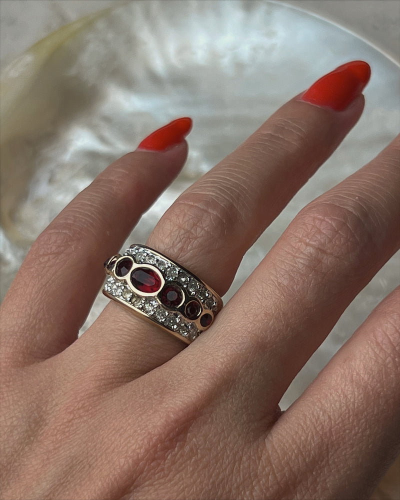 Vintage Pave Garnet Ring Sz 5