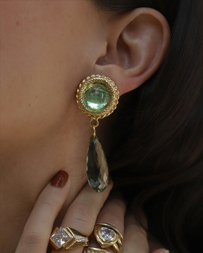Vintage Pea Green Drop Earrings
