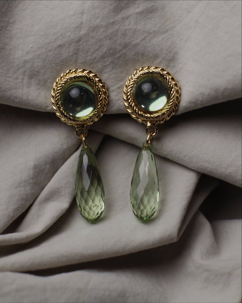 Vintage Pea Green Drop Earrings