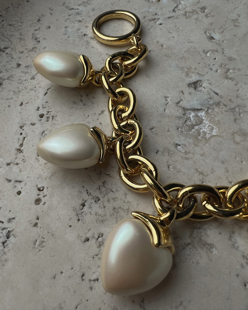 Vintage Pearl Bubble Heart Bracelet