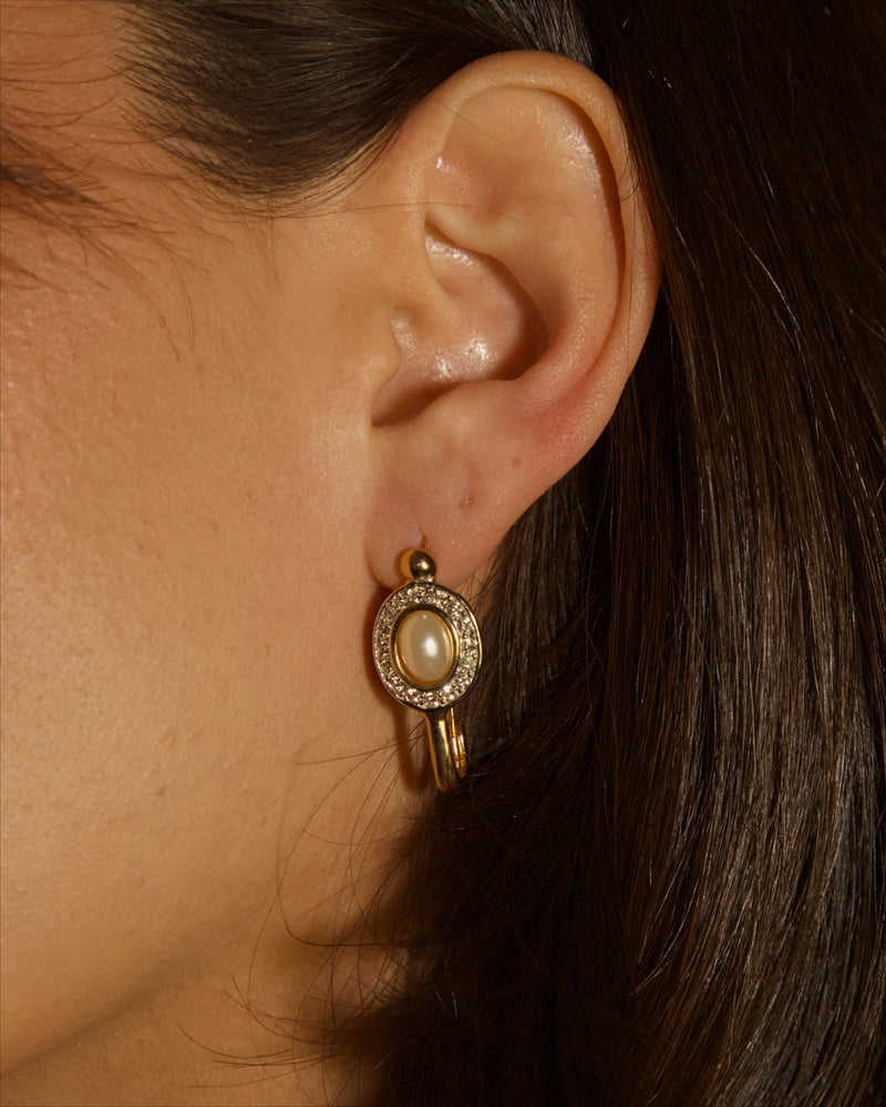 Vintage Pearl Cabochon Pin Earrings