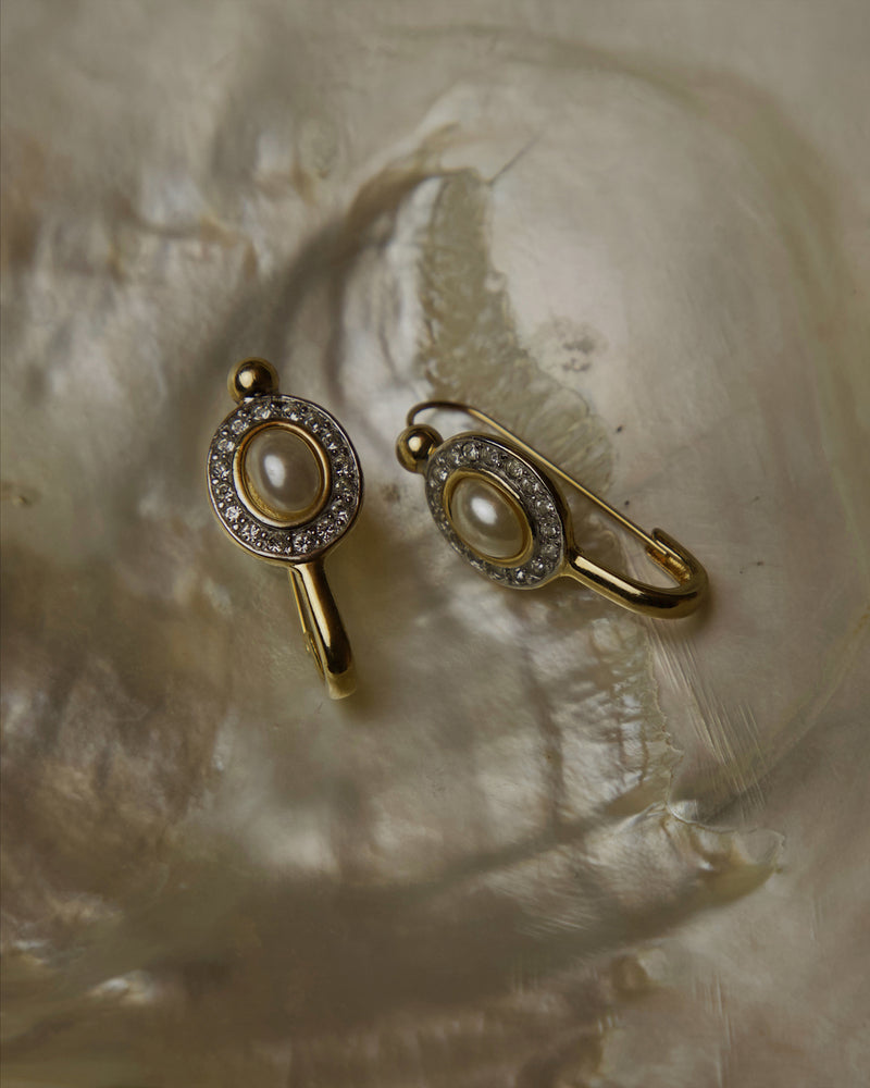 Vintage Pearl Cabochon Pin Earrings