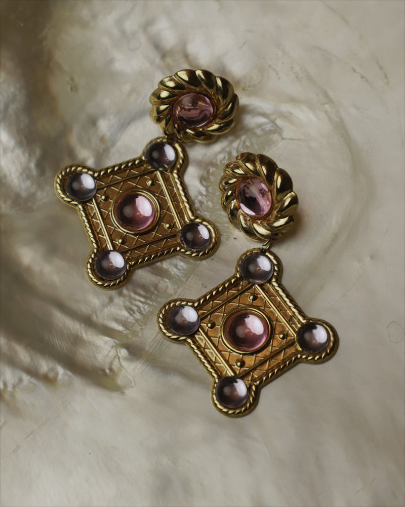 Vintage Pink & Lavender Statement Earrings