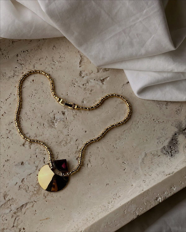 Vintage Purple Stone Pendant Necklace