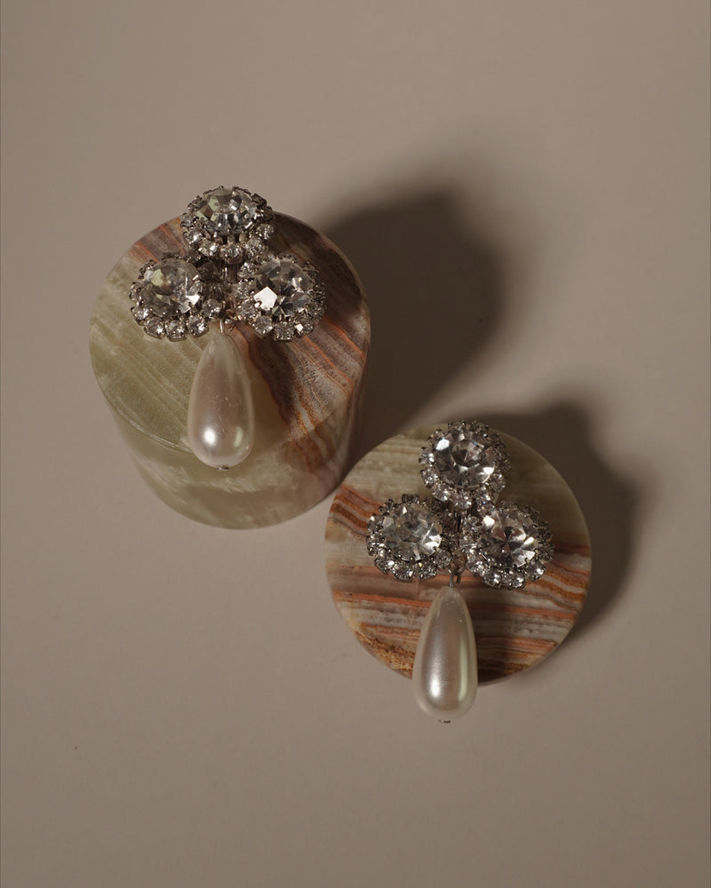 Vintage Rhinestone Pearl Drop Earrings