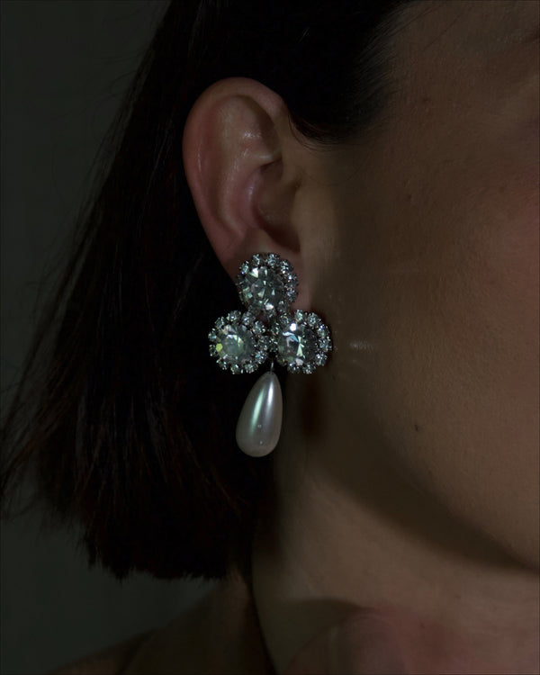 Vintage Rhinestone Pearl Drop Earrings