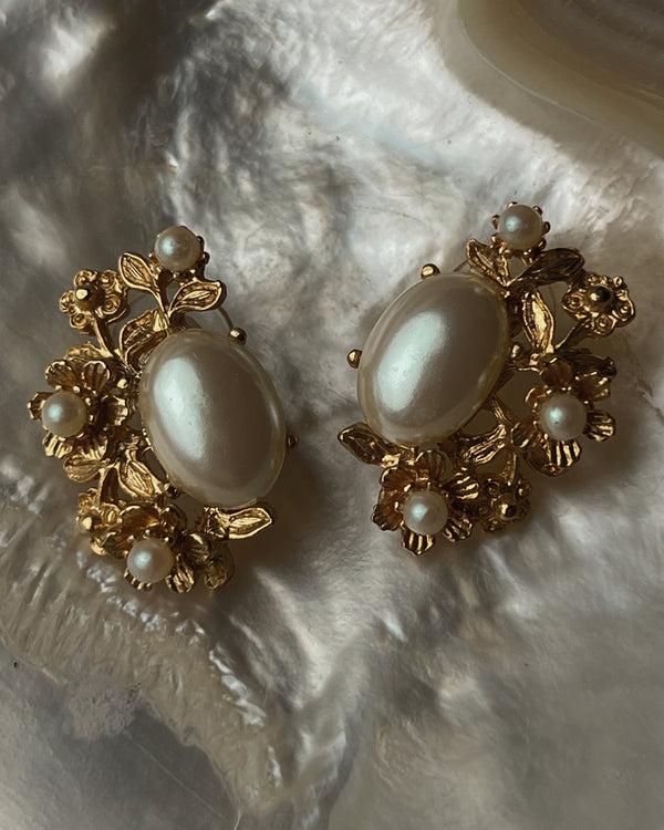 Vintage Rococo Pearl Earrings