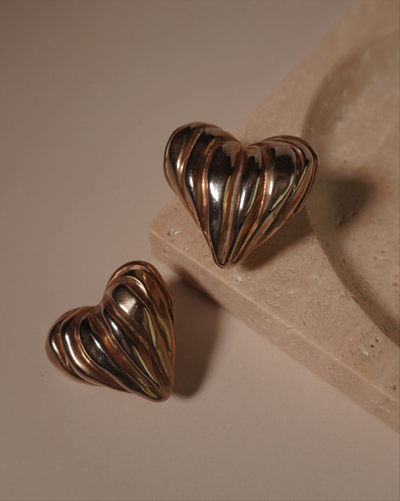 Vintage Abstract Heart Clip Ons