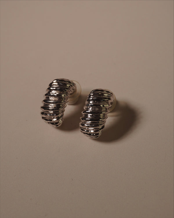Vintage Small Ribbed Silver Earrings