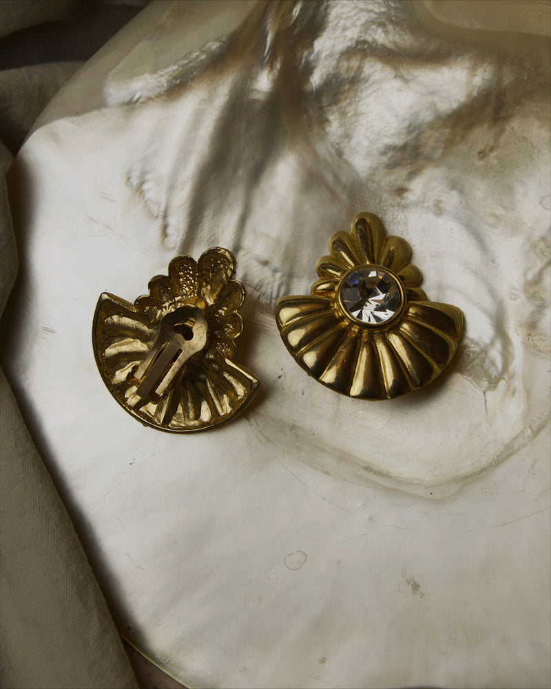 Vintage Scalloped Art Deco Clip Ons