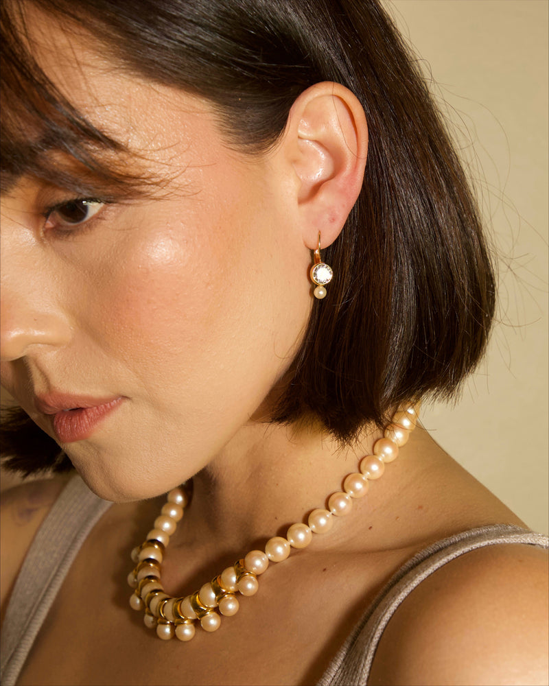 Vintage Solitaire Pearl Drop Earrings
